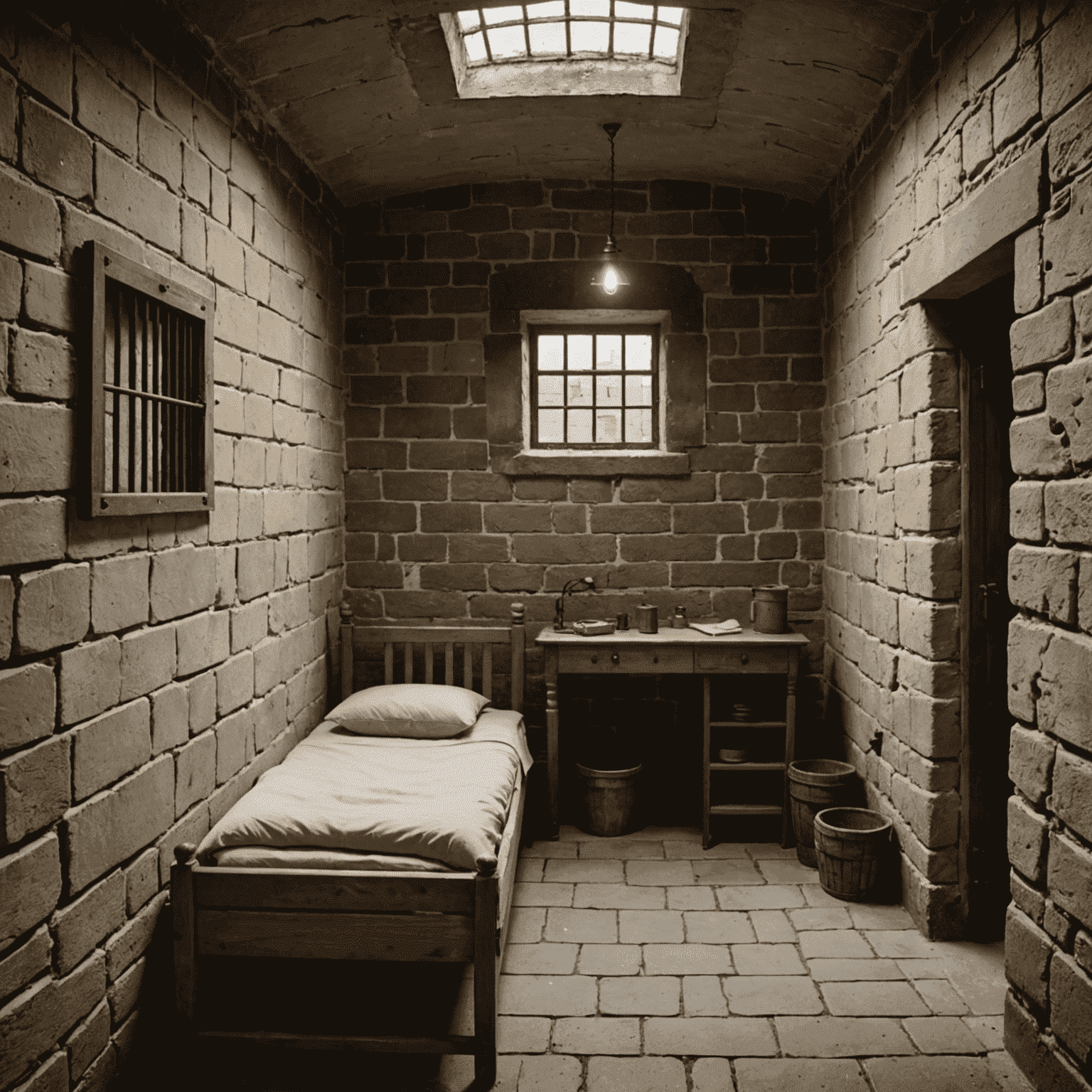 A restored cell in Kilmainham Gaol, set up to depict living conditions of 19th-century prisoners